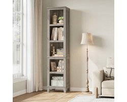 Boekenkast 40x30x181cm grijs eikenhout | 5 verstelbare planken, vintage design, eenvoudig te monteren, kantoorkast