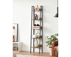 Boekenkast – 5 Planken – Smal en Hoog – 30x34x170 cm – Industrieel Hout & Metaal – Voor Woonkamer, Slaapkamer, Keuken of Kantoor