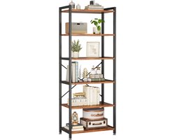 Boekenkast 6 niveaus met stalen frame - Vintage bruin