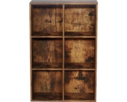 Boekenkast 6 open vakken - wandkast - vakkenkast - vintage bruinkleurig