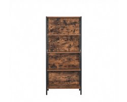 Boekenkast 74x30x155cm Rustiek Bruin Zwart Metaal Hout Woonkamer Studio Slaapkamer Geschikt Voor Boeken En Decoraties Met Stabiel Stalen Frame En SHaken Voor Ophangen