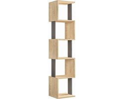 Boekenkast - Antraciet & Eiken - 35x161x30 cm - Boekenrek hout - Open Kast
