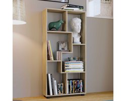 Boekenkast Azira 116 cm 6 open vakken-Sonoma eik - Emob - Woonaccessoires outlet - Bruin - Melamine; Spaanplaat - Woonaccessoires outlet - Op voorraad