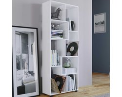 Boekenkast Azira 164 cm 8 open vakken-wit - Emob - Roomdivider - Wit - Melamine; Spaanplaat