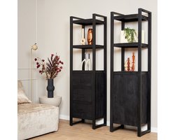 Boekenkast Boaz Black 1 deur - 55 cm - zwart