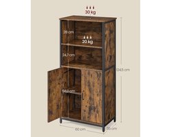 Boekenkast, Boekenkast, Kantoorplank, Keukenkast met 2 open vakken, Plankhoogte verstelbaar in kast, multifunctioneel, industrieel design