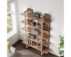 Boekenkast – Boekenrek – Opbergkast – Opbergkast – Wandkast – Industrieel Design – 5-laags Open Planken – Stevige Houten en Metalen Constructie
