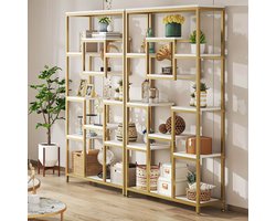 Boekenkast – Boekenrek – Opbergkast – Open Kast – Vakkenkast – 11 Lagen – Gouden Metaal – 180 cm Hoog