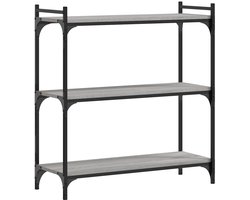 Boekenkast | Boekenrek | Opbergkast | Vakkenkast 3-laags 80x30x86 cm bewerkt hout grijs sonoma