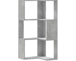 Boekenkast | Boekenrek | Opbergkast | Vakkenkast 3-laags hoek 50x50x102 cm bewerkt hout betongrijs
