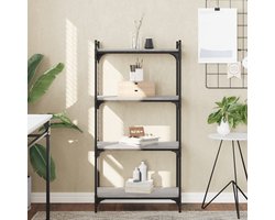 Boekenkast | Boekenrek | Opbergkast | Vakkenkast 4-laags 60x30x120 cm bewerkt hout grijs sonoma eiken