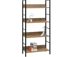 Boekenkast | Boekenrek | Opbergkast | Vakkenkast 4 schappen 60x27,6x124,5 cm bewerkt hout eikenkleur