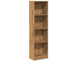 Boekenkast | Boekenrek | Opbergkast | Vakkenkast 40x24x143 cm bewerkt hout artisanaal eikenkleurig