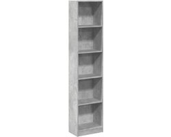 Boekenkast | Boekenrek | Opbergkast | Vakkenkast 40x24x176 cm bewerkt hout betongrijs