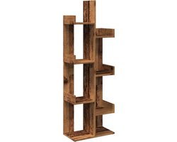 Boekenkast | Boekenrek | Opbergkast | Vakkenkast 48x25,5x140 cm bewerkt hout oud houtkleurig
