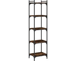 Boekenkast | Boekenrek | Opbergkast | Vakkenkast 5-laags 40x30x154 cm bewerkt hout gerookt eikenkleur