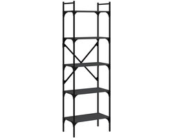 Boekenkast | Boekenrek | Opbergkast | Vakkenkast 5-laags 56x31,5x174 cm bewerkt hout zwart