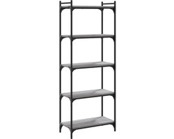 Boekenkast | Boekenrek | Opbergkast | Vakkenkast 5-laags 60x30x154 cm bewerkt hout grijs sonoma
