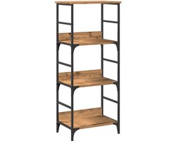 Boekenkast | Boekenrek | Opbergkast | Vakkenkast 50x33x117,5 cm bewerkt hout artisanaal eikenkleur