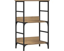 Boekenkast | Boekenrek | Opbergkast | Vakkenkast 50x33x82 cm bewerkt hout artisanaal eikenkleurig