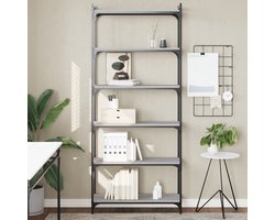 Boekenkast | Boekenrek | Opbergkast | Vakkenkast 6-laags 80x30x188 cm bewerkt hout grijs sonoma