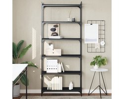 Boekenkast | Boekenrek | Opbergkast | Vakkenkast 6-laags 80x30x188 cm bewerkt hout zwart