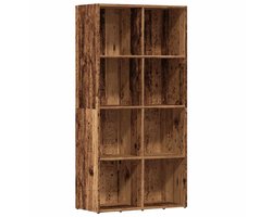 Boekenkast | Boekenrek | Opbergkast | Vakkenkast 66x30x130 cm bewerkt hout oud houtkleurig
