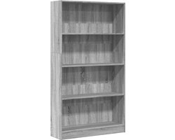 Boekenkast | Boekenrek | Opbergkast | Vakkenkast 80x24x143 cm bewerkt hout grijs sonoma eikenkleurig