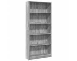 Boekenkast | Boekenrek | Opbergkast | Vakkenkast 80x24x176 cm bewerkt hout grijs sonoma eikenkleurig