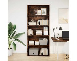 Boekenkast | Boekenrek | Opbergkast | Vakkenkast 80x30x189 cm bewerkt hout gerookt eikenkleurig
