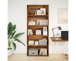 Boekenkast | Boekenrek | Opbergkast | Vakkenkast 80x30x189 cm bewerkt hout oud houtkleurig