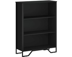 Boekenkast | Boekenrek | Opbergkast | Vakkenkast 80x31x106 cm bewerkt hout zwart