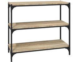 Boekenkast | Boekenrek | Opbergkast | Vakkenkast 80x33x70,5 cm hout en staal sonoma eikenkleur