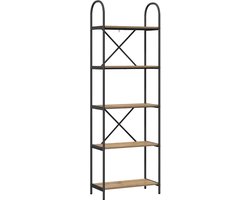 Boekenkast | Boekenrek | Opbergkast | Vakkenkast artisanaal eikenkleurig 60 x 30 x 183 cm