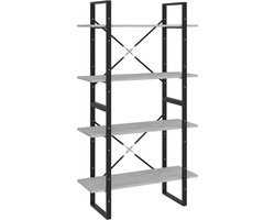 Boekenkast | Boekenrek | Opbergkast | Vakkenkast met 4 schappen 80x30x140 cm spaanplaat betongrijs