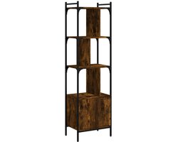 Boekenkast | Boekenrek | Opbergkast | Vakkenkast met deur 44,5x30x154,5 cm hout gerookt eikenkleurig