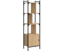 Boekenkast | Boekenrek | Opbergkast | Vakkenkast met deur 44,5x30x154,5 cm hout sonoma eikenkleurig