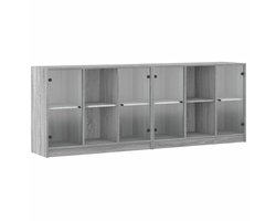 Boekenkast | Boekenrek | Opbergkast | Vakkenkast met deuren 204x37x75 cm hout grijs sonoma eikenkleur