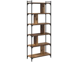 Boekenkast | Boekenrek | Opbergkast | Vakkenkast Oud hout 76 x 32 x 192 cm Bewerkt hout