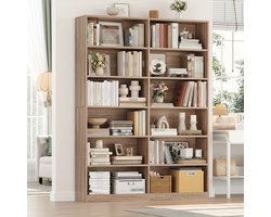 Boekenkast – Boekplank – Opbergkast – Wandrek – Displayrek – 2-laags Massief Eikenhout – Anti-Kantel Veiligheidssysteem