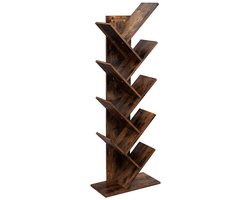 Boekenkast Boom 50x25x141.5cm Rustiek Bruin Hout Woonkamer Thuiskantoor 8 Lagen Vloerstaande Kast Geschikt Voor Boeken En Decoraties