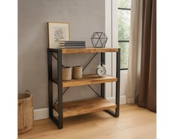 Boekenkast Britt laag Mangohout en metaal - 90 cm | Mangohout - Kast - Meubels