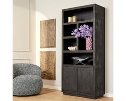 Boekenkast Brussel | 5 Vakken | Zwart Mangohout