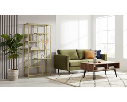 Boekenkast Casa Velluto 6 Planken – Hoge Art Deco Display- en Plantenstandaard voor Woonkamer, Kantoor, Studeerkamer en Keuken – 30 x 80 x 180 cm – Geharde Glazen Planken & Metallic Goud Frame – Stabiel, Duurzaam en Anti-tip