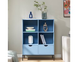 Boekenkast Colwyn 105x80x40 cm blauw en zwart [en.casa]