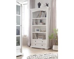 Boekenkast Cottage wit met open vakken en lades