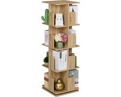 boekenkast draaibaar - 4 etages - 125,5 x 39 x 39 cm - houtlook