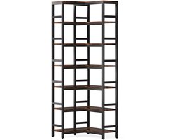 Boekenkast Dully - 7 lagen - Hoekkast - Bruin - Hoekrek - Voor Woonkamer, Slaapkamer of Kantoor - 60x60x200cm