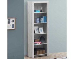 Boekenkast Elvira | 70 x 35,5 x 210 cm | White Oak-design - Emob - Kinder boekenkast - Grijs - Spaanplaat