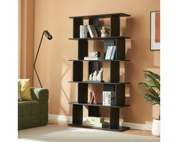 Boekenkast Gäljami met 5 vakken 180x100x35 cm zwart [en.casa]